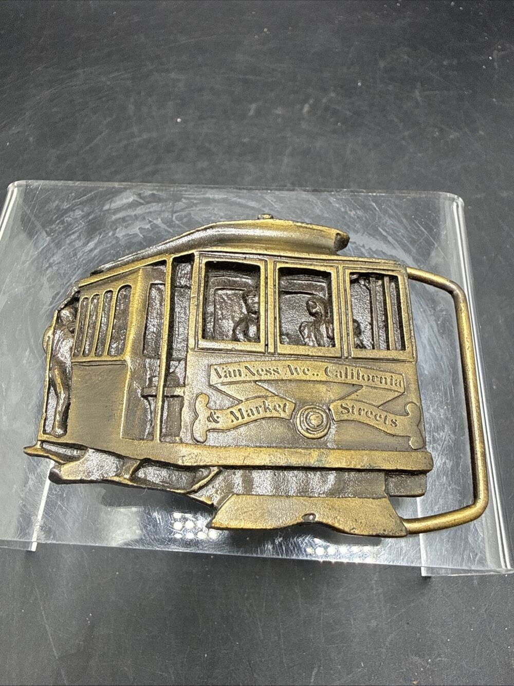 Vintage 1978 San Francisco cable car Tribute belt buckle by Indiana Metal Craft